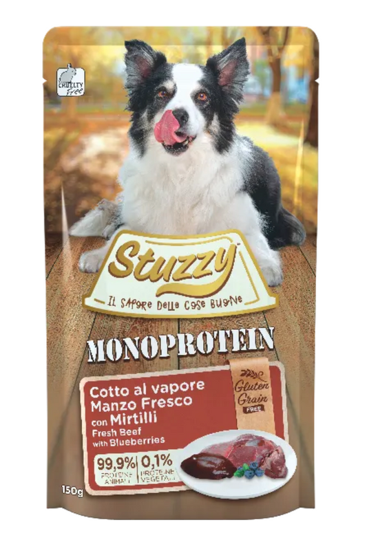 STUZZY Dog Monoprotein Adult Pat?? di Manzo con Mirtilli 150Gr