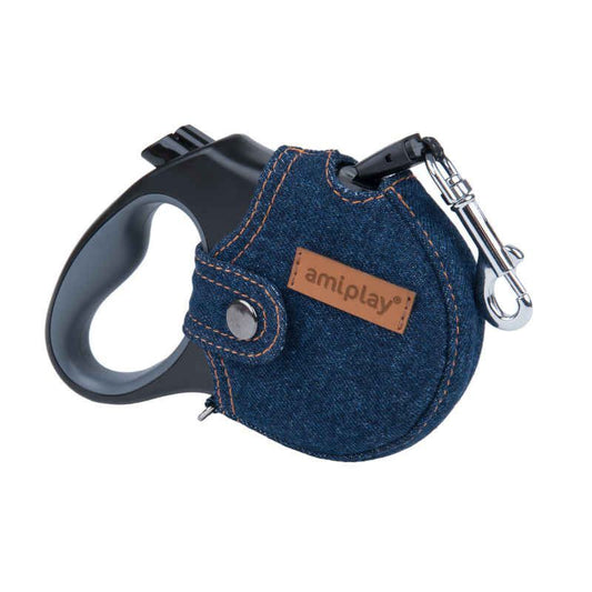 AMIPLAY Fodera CON Guinzaglio Retrattile DENIM Jeans Navy Blue