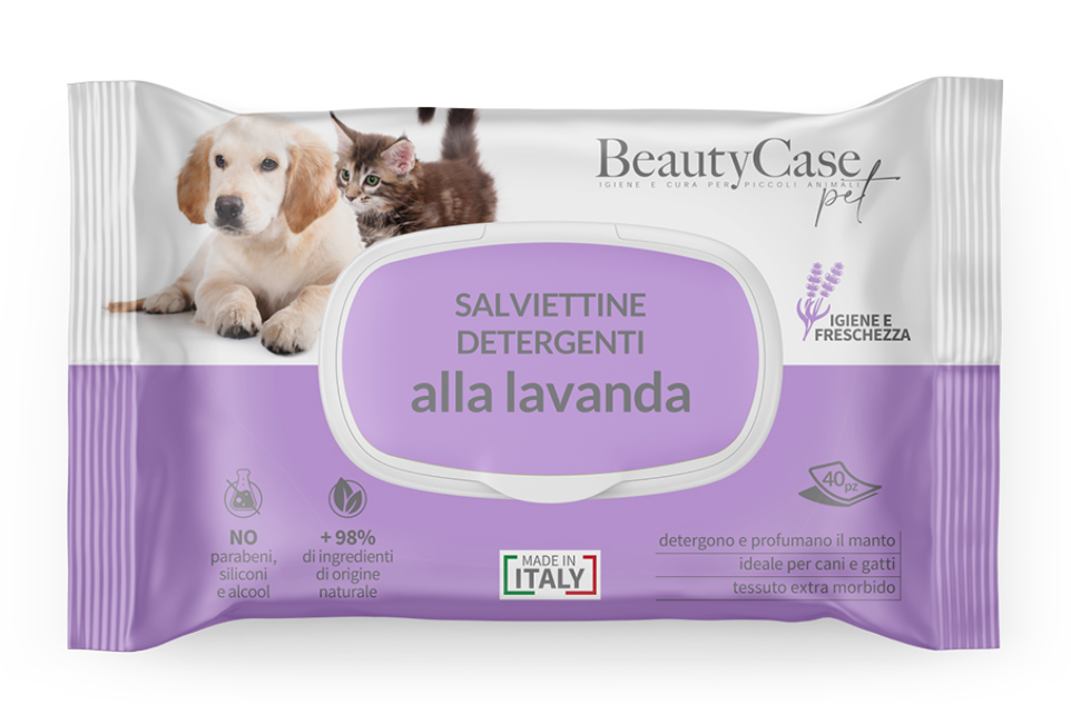 BEAUTY CASE Salviette Detergenti Lavanda 40pz