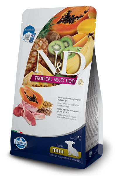 FARMINA N&D Tropical Selection Mini Puppy - Agnello, Farro, Avena e Frutti Tropicali 1,5Kg