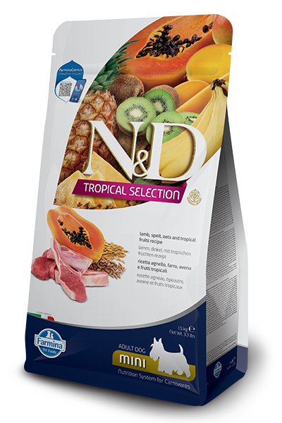 FARMINA N&D Tropical Selection Mini Adult - Agnello, Farro, Avena e Frutti Tropicali 5Kg