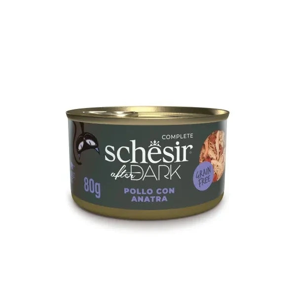 SCHESIR Cat After Dark Filetti Pollo e Anatra in brodo da 80 gr in lattina (12pz)