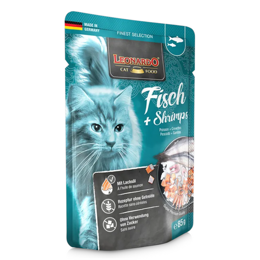 LEONARDO Cat Pesce con Gamberetti 85gr