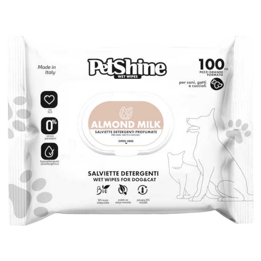 PETSHINE Salviette Latte di Mandorla 100Pz