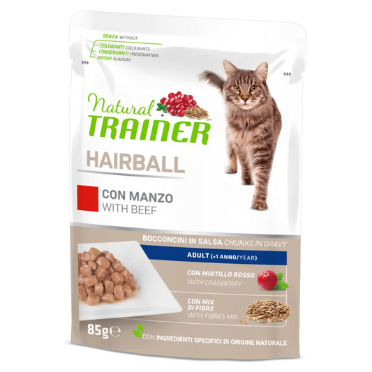 TRAINER Cat Hairball Bocconcini in salsa Manzo 85gr