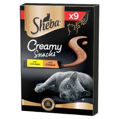 SHEBA Cat Creamy Snack Mousse con Pollo e Formaggio 9X12gr