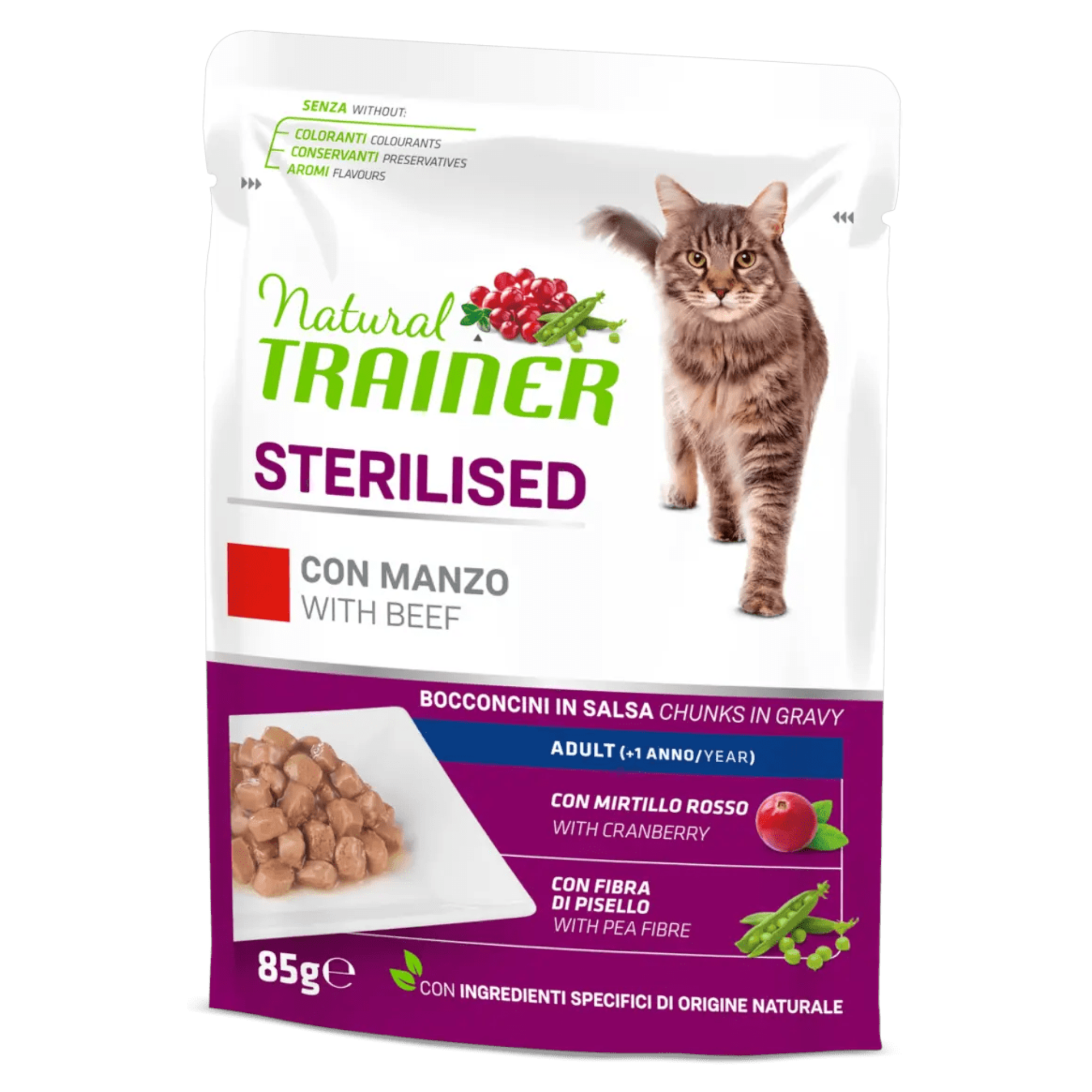 TRAINER Cat Sterilised Bocconcini in salsa Manzo 85gr