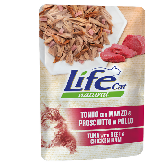 LIFE Cat Tonno con Manzo e Prosciutto 70gr in busta