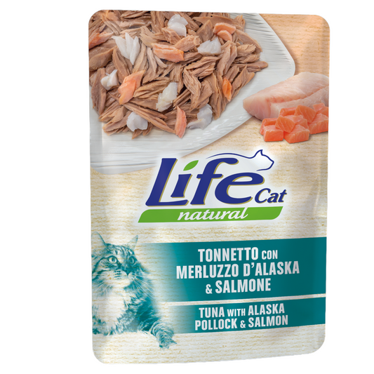 LIFE Cat Tonno con Merluzzo d'Alaska e Salmone 70gr in busta