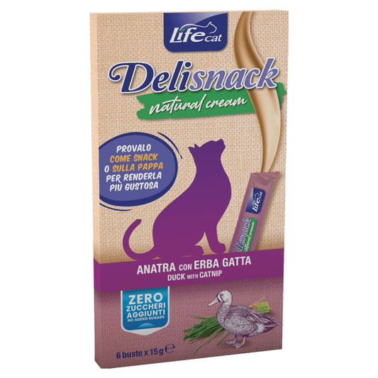 LIFE CAT Deli Snack Cream all'Anatra con Erba Gatta 6x15gr