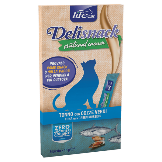 LIFE Cat Deli Snack Cream al Tonno e Cozze Verdi 6x15gr