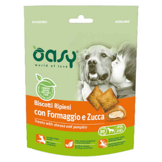 OASY Snack Cane Biscotti Ripieni con Formaggio e Zucca 80Gr