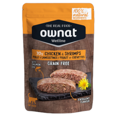 OWNAT Wetline Cat Grain Free Pollo e Gamberetti 12x85gr