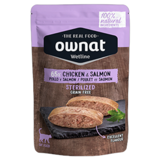 OWNAT Wetline Cat Sterilised Grain Free Pollo e Salmone 85gr