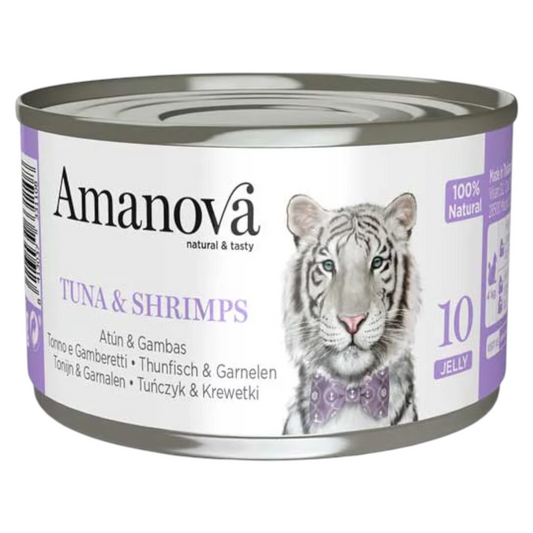 AMANOVA Gatto 10 Tonno e Gamberetti in gelatina 70gr