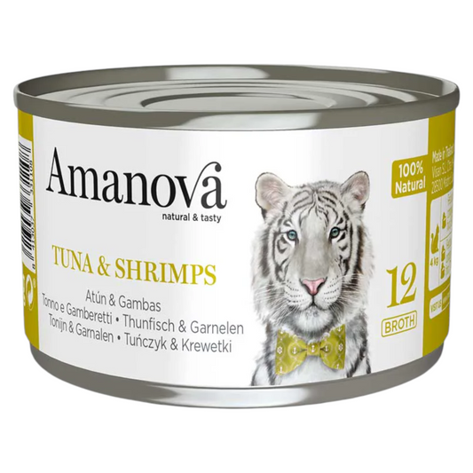 AMANOVA Gatto 12 Tonno e Gamberetti in brodo 70gr