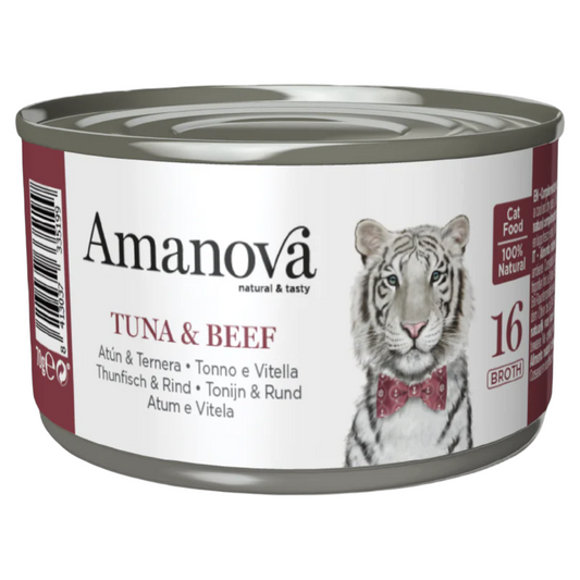 AMANOVA Gatto 16 Tonno e Manzo in brodo 70gr