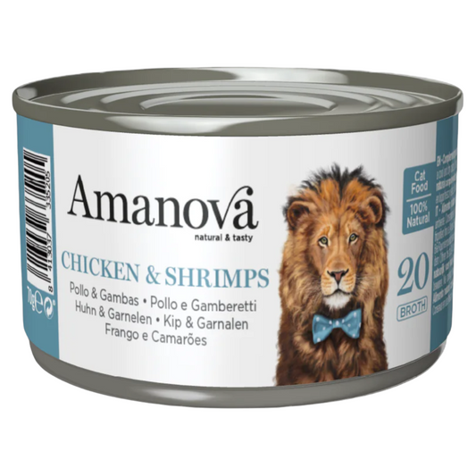 AMANOVA Gatto 20 Pollo e Gamberi in brodo 70gr