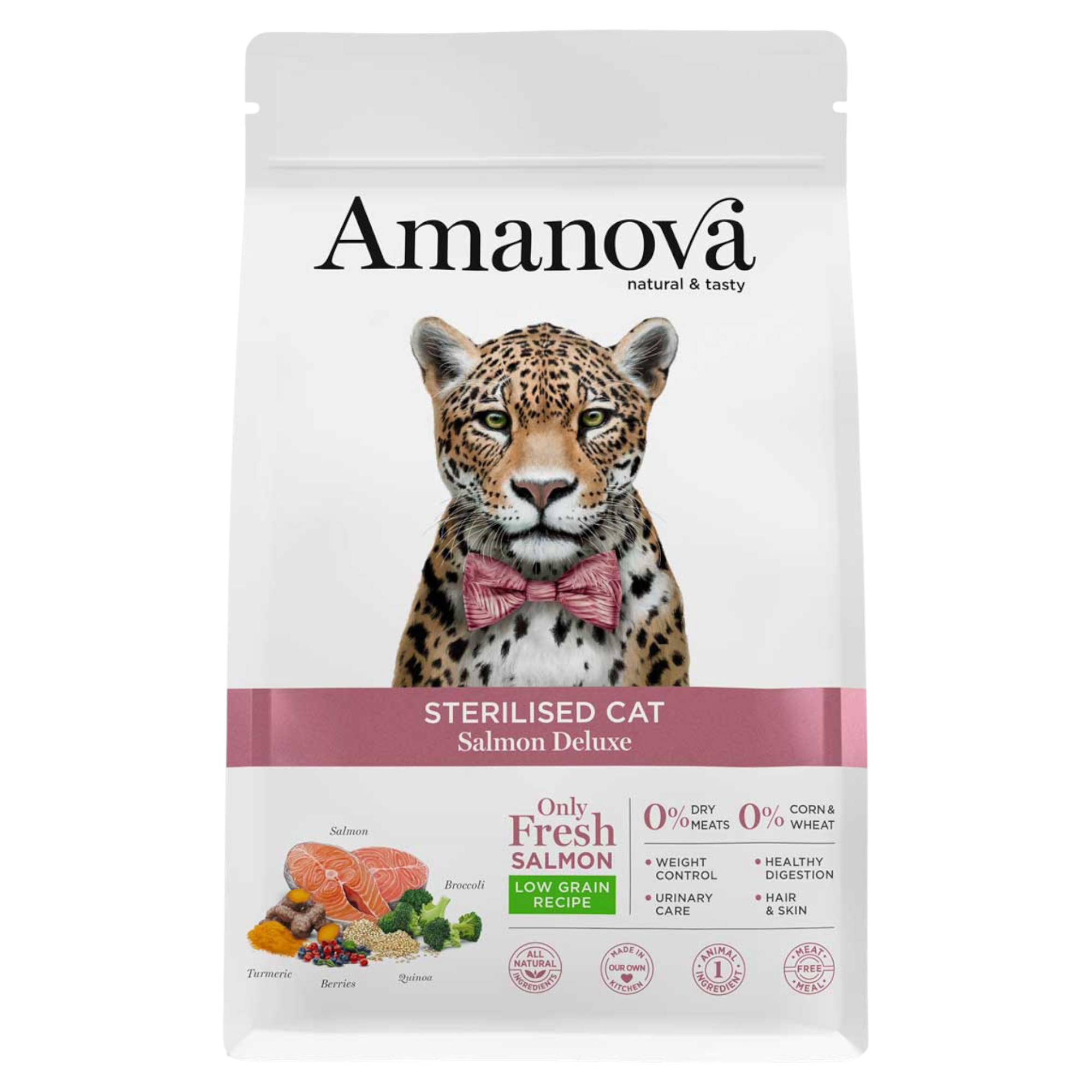 AMANOVA Gatto Sterilizzato al Salmone Low Grain 6Kg