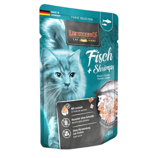 LEONARDO Cat Pesce con Gamberetti 85gr