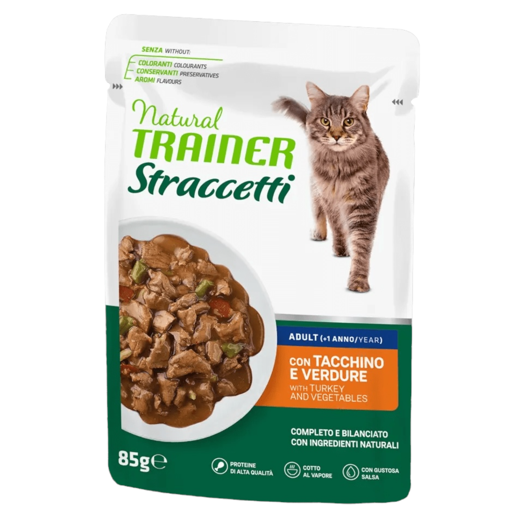 TRAINER Cat Straccetti con Tacchino e Verdure 85gr