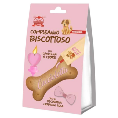 EMOZIONI A 4 ZAMPE Compleanno Biscottoso Rosa Cane