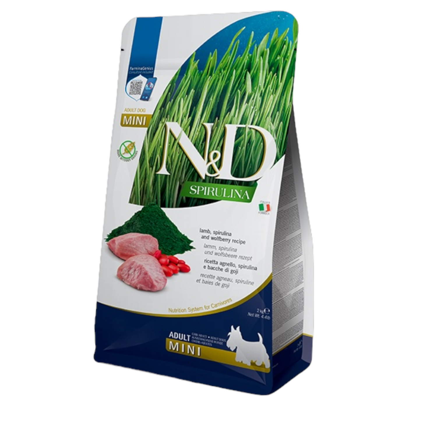 FARMINA N&D Cane Spirulina GF Mini Adult - Agnello, Spirulina e Bacche di Goji 2Kg