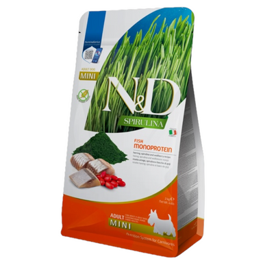 FARMINA N&D Cane Spirulina Monoprotein GF Mini Adult - Aringa, Spirulina e Bacche di Goji 2Kg