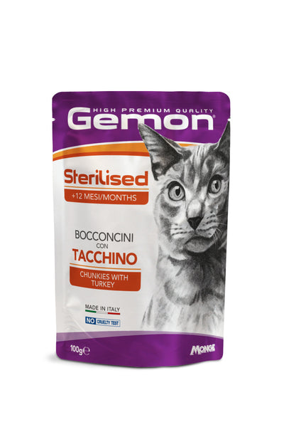 GEMON Cat Sterilised Bocconcini con Tacchino 100gr