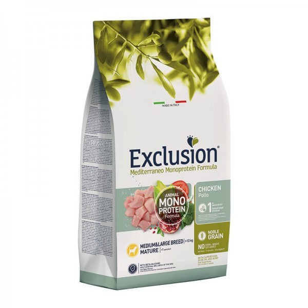 EXCLUSION Cane Mediterraneo Medium/Large Adult Mature Pollo 12Kg